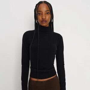 Reformation Jett Cashmere Turtleneck in Black SZ S